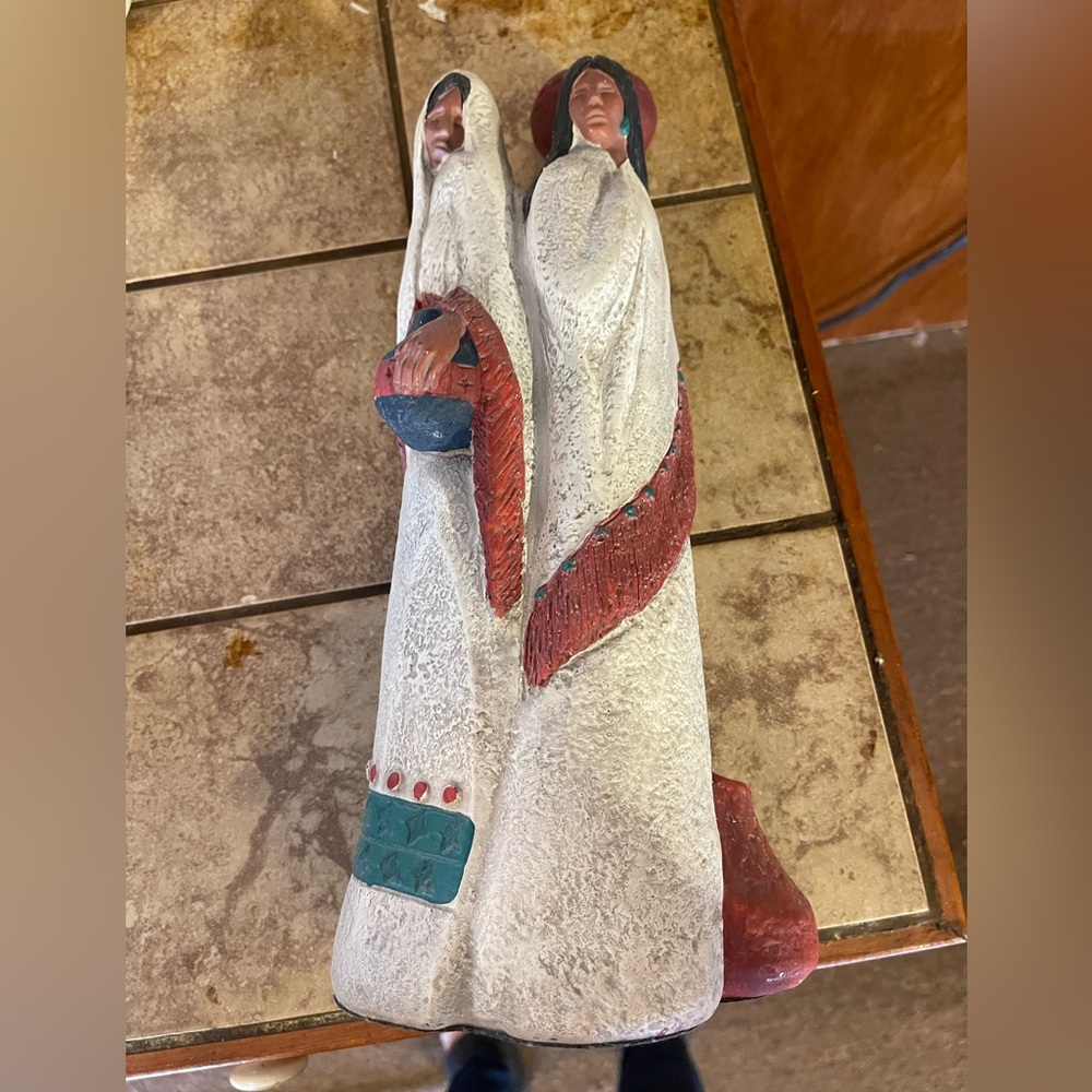 Handcrafted White and Red Ceramic Home Art Sculpture